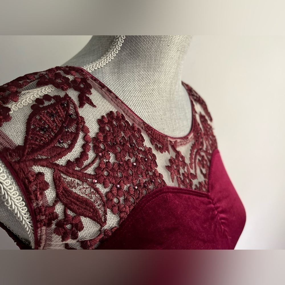 Revolution Dancewear RC18542 Size SA Burgundy Velvet with Lace & Tulle Skirt - Picture 8 of 11